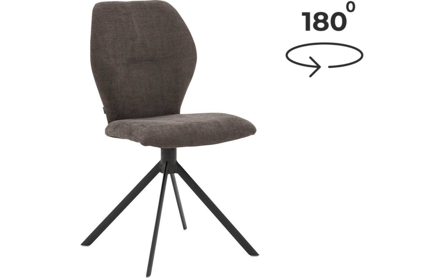 Goossens Eetkamerstoel Hera bruin stof met draaifunctie leuning, modern design - 8718823287387